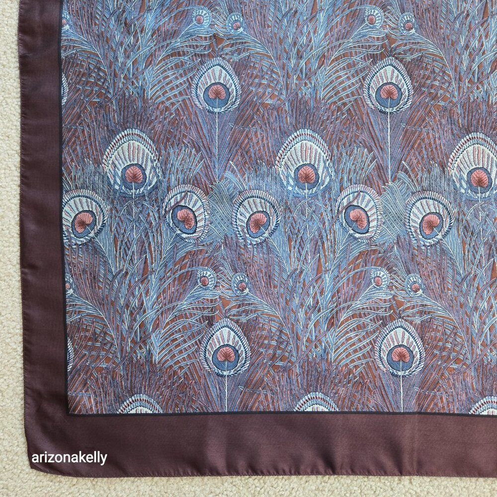 Liberty Silk Scarf Peacock Feathers. - Picture 3 of 8